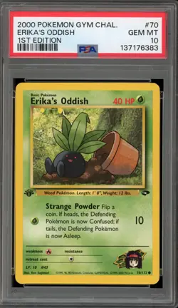Pokemon Erika's Oddish Gym Challenge 1st Edition #70 PSA 10 Gem Mint - Image 1