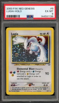 Pokemon Lugia Neo Genesis Unlimited Holo Rare #9 PSA 6 - Image 1