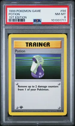 PSA 8 - Pokemon Card - Base 94/102 - POTION (common) *1st Edition* - NM-MT - Image 1