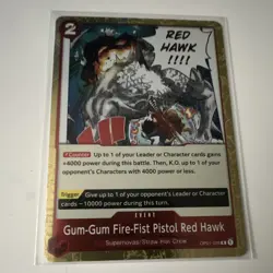 One Piece Gum-Gum Fire-Fist Pistol Red Hawk OP01-026 Romance Dawn Rare Foil Eve… - Image 1