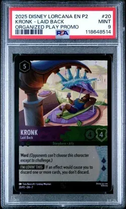 DISNEY LORCANA EN P2-PROMO #20 KRONK - LAID BACK ORGANIZED PLAY PROMO PSA 9 - Image 1