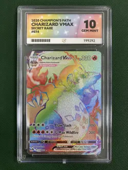 Pokemon TCG Charizard VMAX Rainbow Champion's Path 074/073 Gem Mint Ace 10 - Image 1