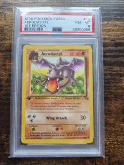 Aerodactyl 1st Edition 1999 Pokemon Fossil #16 WOTC Non-HOLO PSA 8 - Image 1