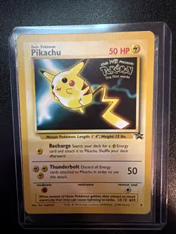 Pokemon Card Vintage 1999 Pikachu Black Star 1st Movie Promo 4 Gold Stamp WOTC - Image 1
