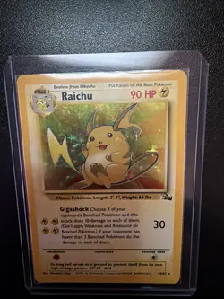 Raichu Fossil Holo Rare 14/62 90HP Unlimited Stage 1 English Pokemon TCG Card - Image 1
