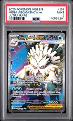 2025 Pokemon Mega Evolution #157 Mega Abomasnow EX PSA 9 Mint Ultra Rare card - Image 1