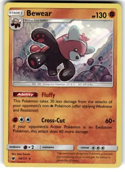x1 Bewear - 56/111 - Holo Rare Pokemon TCG Card SM4 Crimson Invasion NM - Image 1