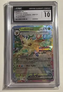 CGC 10 Leafeon ex 006/131 Prismatic Evolutions (2025) Pokemon Card EX - Image 1