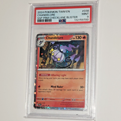 CHANDELURE COSMOS PSA 9 2024 POKEMON CHECKLANE BLISTER PROMO CARD TWM EN #038 - Image 1