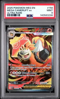 2025 Pokemon Mega Evolution #156 Mega Camerupt EX PSA 9 Mint Ultra Rare card tcg - Image 1