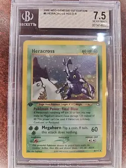 Heracross Neo Genesis 1st Edition Holo Pokemon Card WOTC PSA BGS 7.5 - Image 1