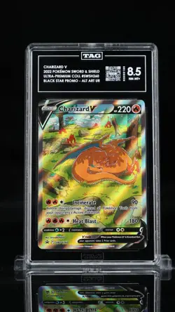 Pokemon TCG Charizard v Full Art Black Star Promo Card SWSH260 Tag 8.5 NM MT + - Image 1