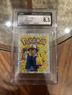 1998 Pokemon Merlin Series 1 Sticker Ash & Pikachu Special Glitter #S29 CGC 8.5 - Image 1
