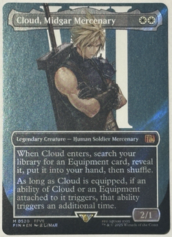 Cloud, Midgar Mercenary 0520 Borderless Surge Foil Final Fantasy MTG - Image 1