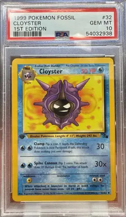 1999 Pokemon Fossil Cloyster 1st Edition #32 PSA 10 - Image 1