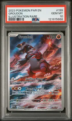 2023 Pokemon Paradox Rift Groudon #199 GEM MT PSA 10 Illustration Rare - Image 1
