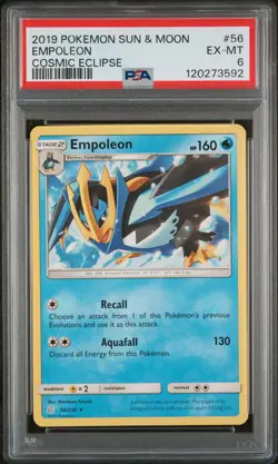 2019 POKEMON SUN & MOON COSMIC ECLIPSE #56 EMPOLEON PSA 6 - Image 1