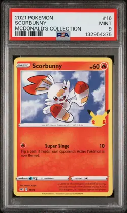 2021 POKEMON MCDONALD'S COLL #16 SCORBUNNY PSA 9 - Image 1