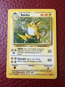 Raichu Holo Pokemon WOTC Base Set Vintage NM /LP+ 🔥 NO RESERVE AUCTION - Image 1