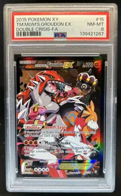 2015 Pokemon XY Double Crisis Team Magma's Groudon Full Art #15 PSA 8 - Image 1