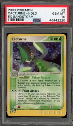 Pokemon Cacturne EX Sandstorm Holo Rare #2 PSA 10 Gem Mint - Image 1
