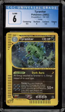 Pokemon Tyranitar Expedition Holo Rare #29 CGC 6 - Image 1