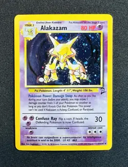 2000 Pokemon Base Set 2 Alakazam Holo 1/130 LP Clean Vintage WOTC - Image 1
