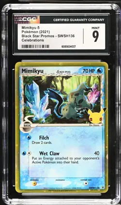 Mimikyu SWSH136 Celebrations Black Star Promos Pokemon CGC 9 Mint *037 - Image 1