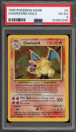Pokemon Charizard Base Set Unlimited Holo Rare #4 PSA 4 - Image 1