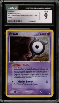 Pokemon Unown EX Unseen Forces Unown Set Holo Rare #Y/28 CGC 9 Mint - Image 1