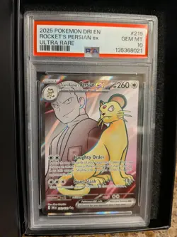 2025 POKEMON DRI EN-DESTINED RIVALS ULTRA RARE TEAM ROCKET'S PERSIAN EX PSA 10 - Image 1