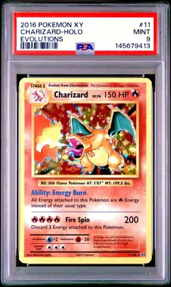 2016 Pokemon XY CHARIZARD HOLO EVOLUTIONS #11 PSA 9 MINT - Image 1