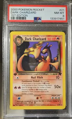 2000 Pokemon Team Rocket 1st Edition DARK CHARIZARD #21 PSA - 8 Non Holo - Image 2