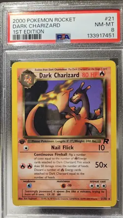 2000 Pokemon Team Rocket 1st Edition DARK CHARIZARD #21 PSA - 8 Non Holo - Image 4