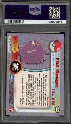 Pokemon Topps Gengar Animation Series 2 Foil #94 PSA 10 Gem Mint - Image 2
