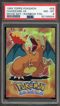 Pokemon Topps Charizard Movie Edition Rainbow Foil #E6 PSA 8 - Image 1