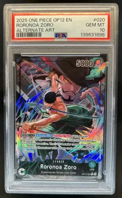2025 One Piece Legacy of the Master Roronoa Zoro Alternate Art #OP12-020 PSA 10 - Image 1