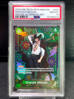 2026 One Piece The Azure Sea's Seven Special Alt Art #030 Dracule Mihawk PSA 10 - Image 1