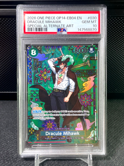 2026 One Piece The Azure Sea's Seven Special Alt Art #030 Dracule Mihawk PSA 10 - Image 2