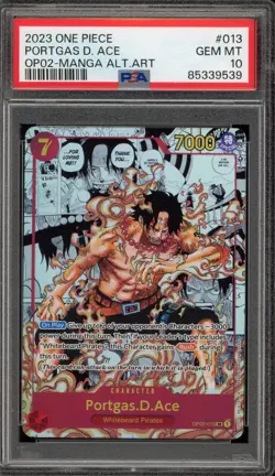 One Piece CCG Portgas.D.Ace Manga Alternate Art OP02-013 PSA 10 Gem Mint - Image 1
