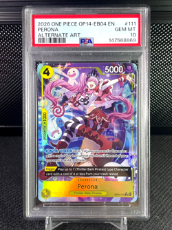 2026 One Piece OP14-EB04 The Azure Sea's Seven Perona Alternate Art #111 PSA 10 - Image 1