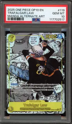 One Piece CCG Trafalgar Law Manga Alternate Art OP10-119 PSA 10 Gem Mint - Image 1