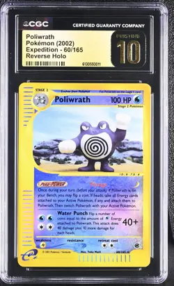 (PSA) CGC 10 PRISTINE Poliwrath Expedition Reverse Holo Pokemon Card #60 POP 2! - Image 1