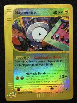 Pokemon Magnemite 091/147 Aquapolis Reverse Holo Card 2002 TCG English - Image 1