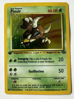 Pinsir 1st Edition Jungle Holo 9/64 WOTC 1999 Pokemon Card LP Nice Swirl - Image 1