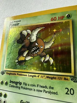 Pinsir 1st Edition Jungle Holo 9/64 WOTC 1999 Pokemon Card LP Nice Swirl - Image 3