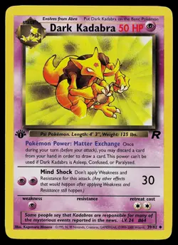 Pokemon Card - Dark Kadabra Team Rocket 39/82 Uncommon 1st Edition - Image 1