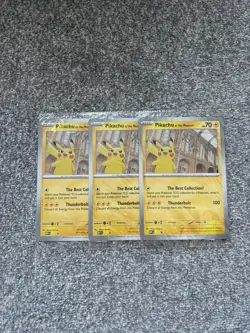 3 x Pikachu At The Museum Jumbo Promo Pokemon Card - Image 1
