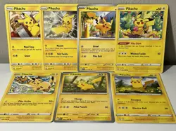 7 Card Pikachu Lot Different Sets And Illustrations Pokemon TCG - Image 1