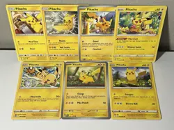 7 Card Pikachu Lot Different Sets And Illustrations Pokemon TCG - Image 2